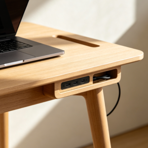 Minimalist Laptop Desk with Built-in USB Hub and Cable Tray